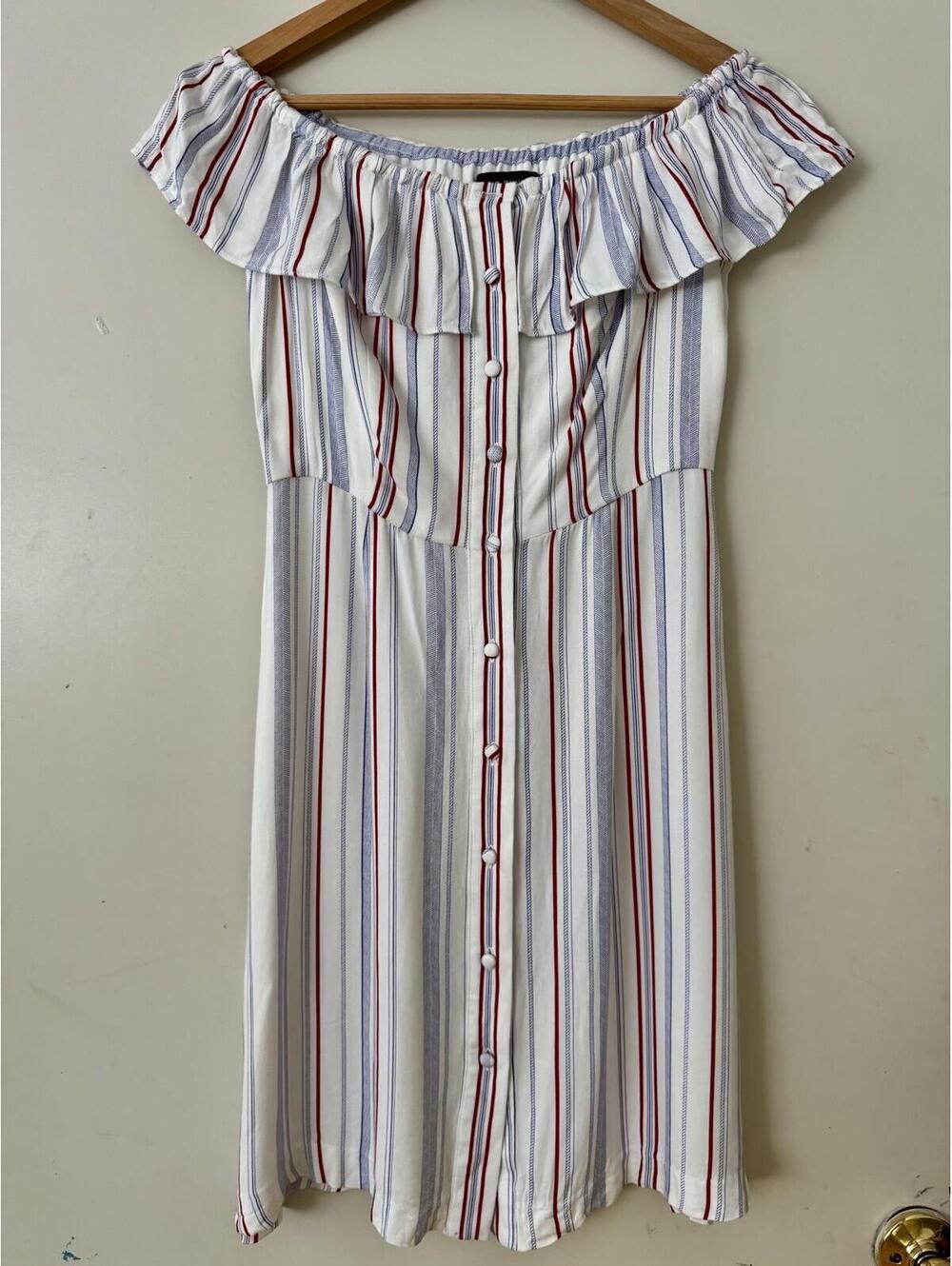 Paris Sunday Women's Sundress Size Small Blue Red and White Stripes USA July 4
